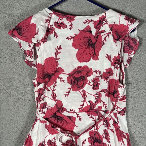 Free People Size S French Quarter Ivory Floral Print Wrap Mini Dress Bohemian - Picture 8 of 14